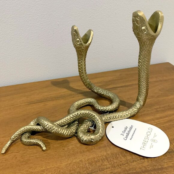 Threshold Gold Metal Double Snake Taper Candle Stick Holder NEW Target 2024 - Picture 1 of 2